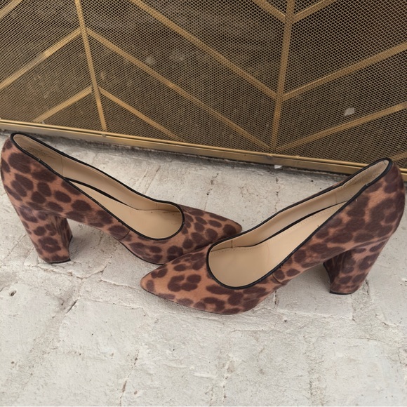 Nine West Leopard Print Pointed Toe Block Heels | Size 7.5 - Picture 6 of 7